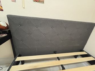Grey Luxury Bed Frame With Headboard