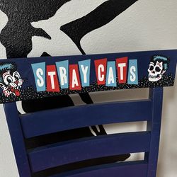 Upcycled hand-painted barstool chair with reupholstered seat