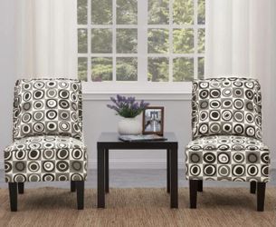 Set of 2 Geometric Circle Pattern Accent Chairs with Pillows