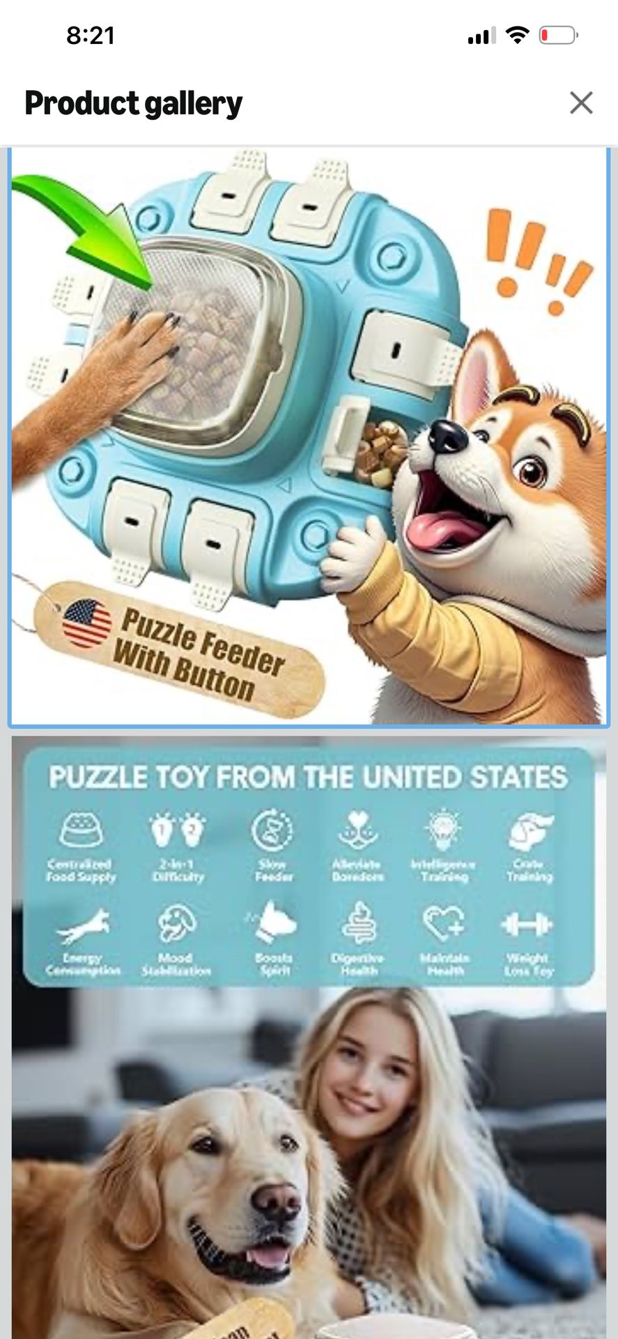 Dog Puzzle Toy - Puzzle Toys for Dogs 2 Levels, Dog Treat Puzzles Toys for IQ Training & Brain Stimulation, Slow Feeder as Gifts for Puppies, Cats, Do