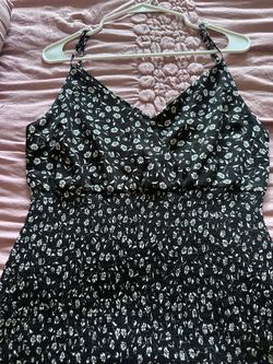 Black floral mini dress size L