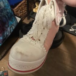 Pink Laced Boots Heels Ankle Cute Kawaii