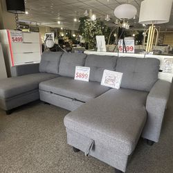 Brand New Gray/brown/beige Sectionals With Sofa Sleeper