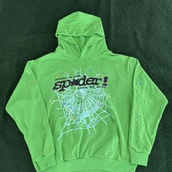 Og Punk Green Rhinestone Spider Hoodie Medium 