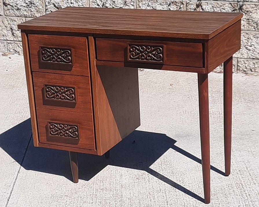 cute smaller vintage 3 drawer DESK with laminate top and file drawer And Others 