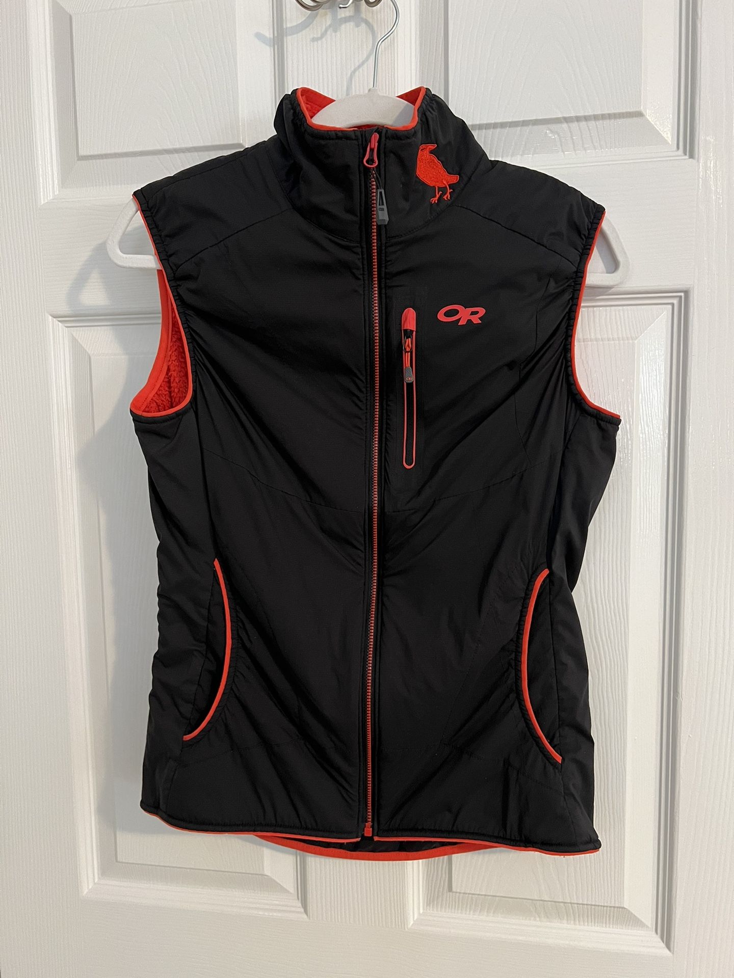 Outdoor Research Vest Ascendant Alpine womens small Polartec Black w/ Red BCEXP Outdoor Research OR zip up Face fabric is lightweight Pertex Microl
