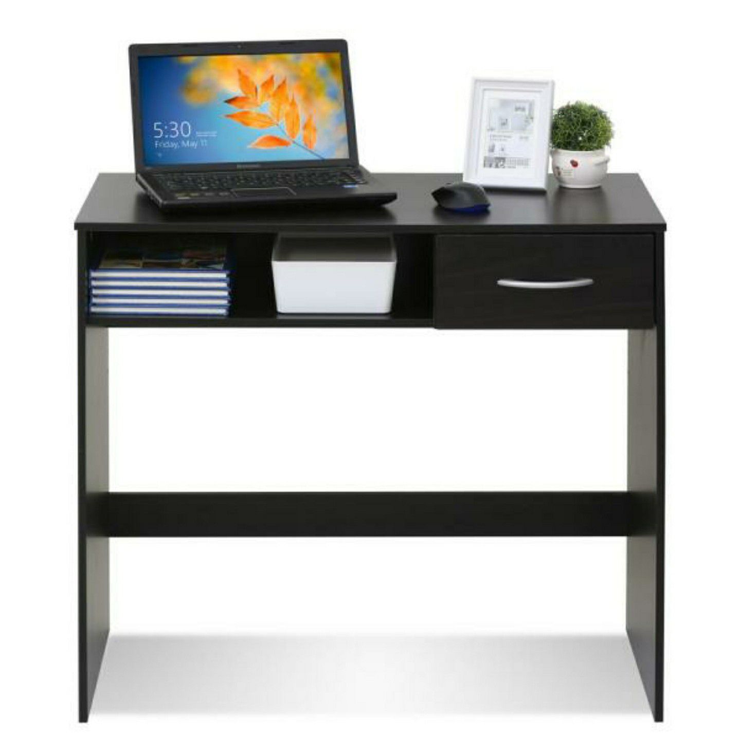 New Espresso Desk with Drawer & Storage- In Box