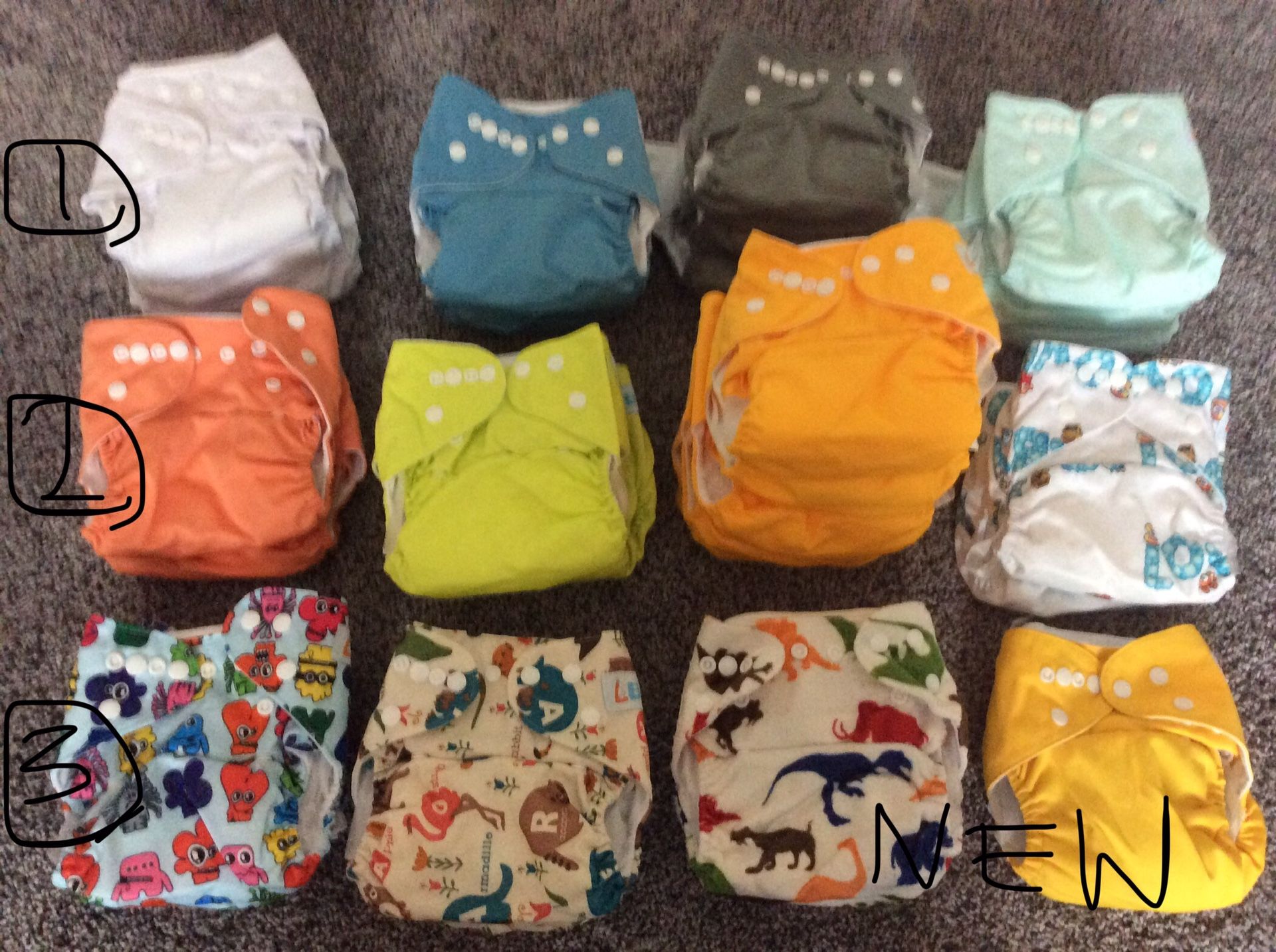 LOT - Baby infant newborn - cloth diapers, receiving blankets, diaper liners, twin z nursing pillow, burp cloths, boppy