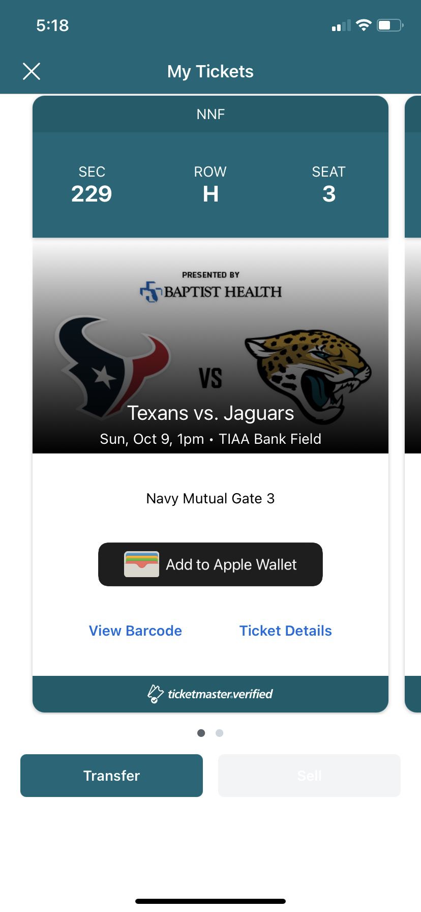 Jags Vs Texans Section 229