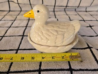 Vintage Ceramic Duck on Nest Candy Dish