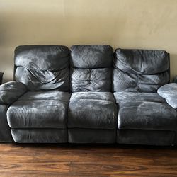 Navy Blue Reclining Couch (used)