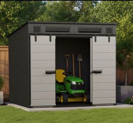 NEW Suncast Modernist 8'x7' Dual Barn Door Storage Shed
