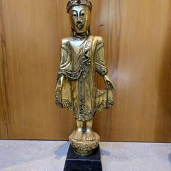 Antique Gold-Gilt Burmese Mandalay Standing Buddha Statue