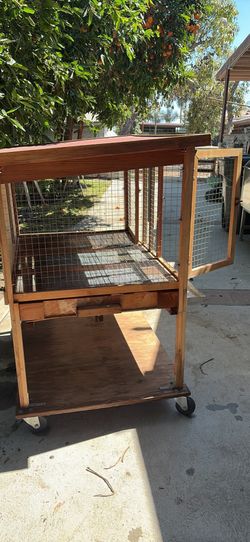 Large Custom Wooden Rabbit Hutch / Chicken Coop on Wheels
