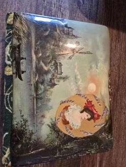 Victorian Celluloid Velvet Windmill Near Water Photo Album