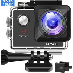 4K action camera with WIFI and accessories kit.