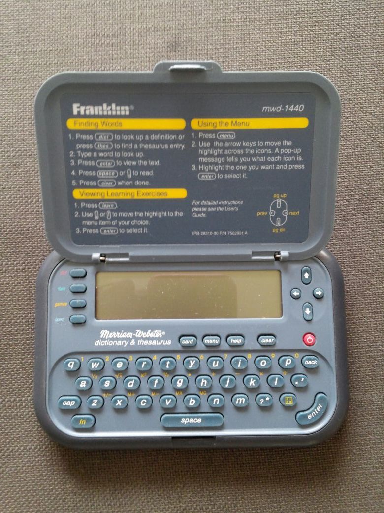 Franklin Electronic Dictionary and Thesaurus MWD-1440 with Bookman ll w new battery