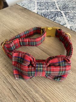 Plaid Dog Bow Tie Collar