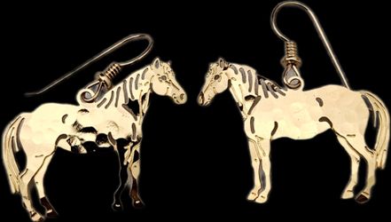 14k gold horse earrings, OBO
