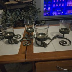 Metal And Glass Candle Holder