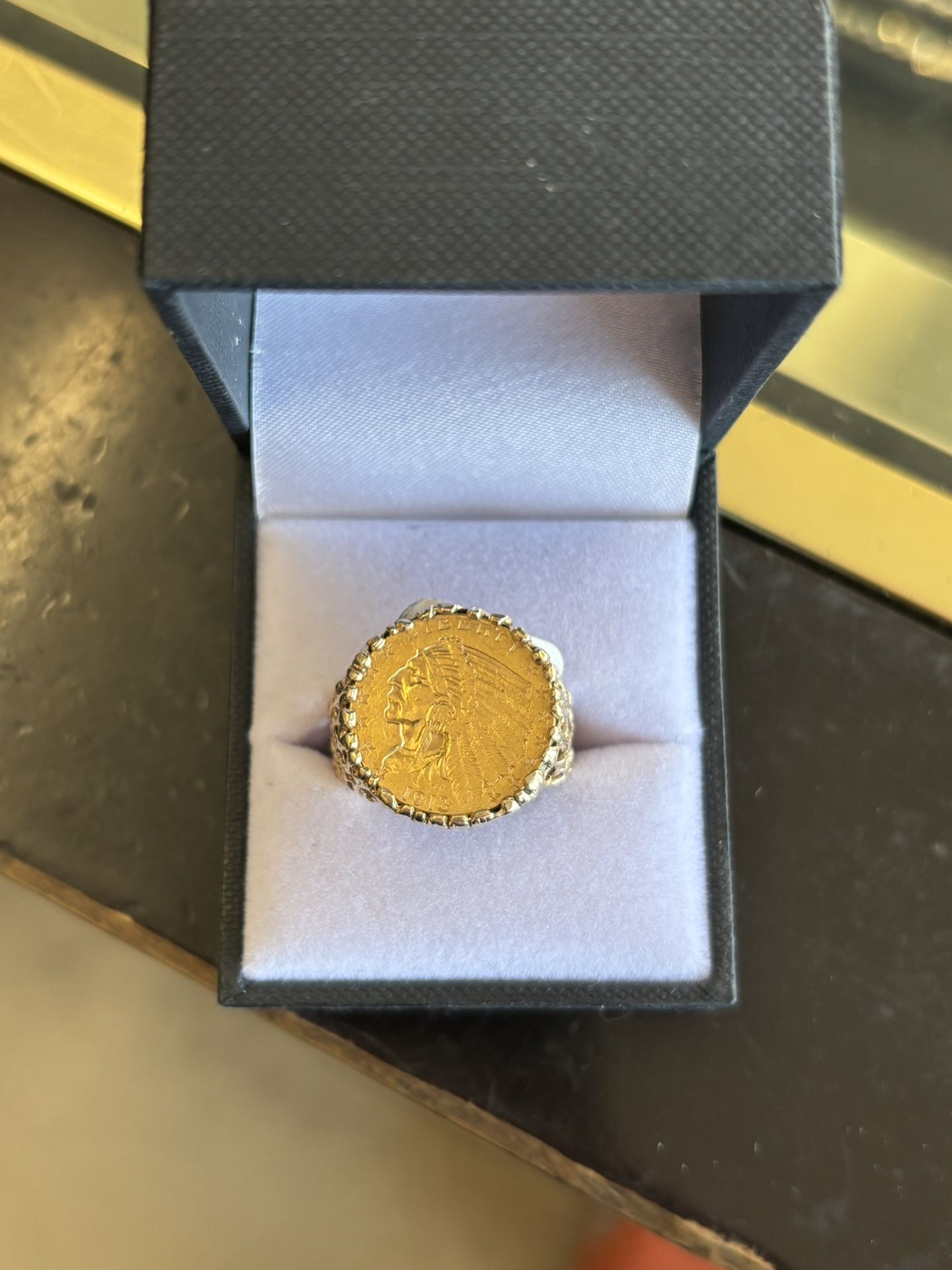 14kt Gold Indian Coin Ring