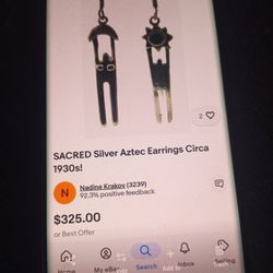 Sacred Silver Aztec Earrings Circa 1930s! 925 En Perfectas Condiciones Originales Hechos  En Peru