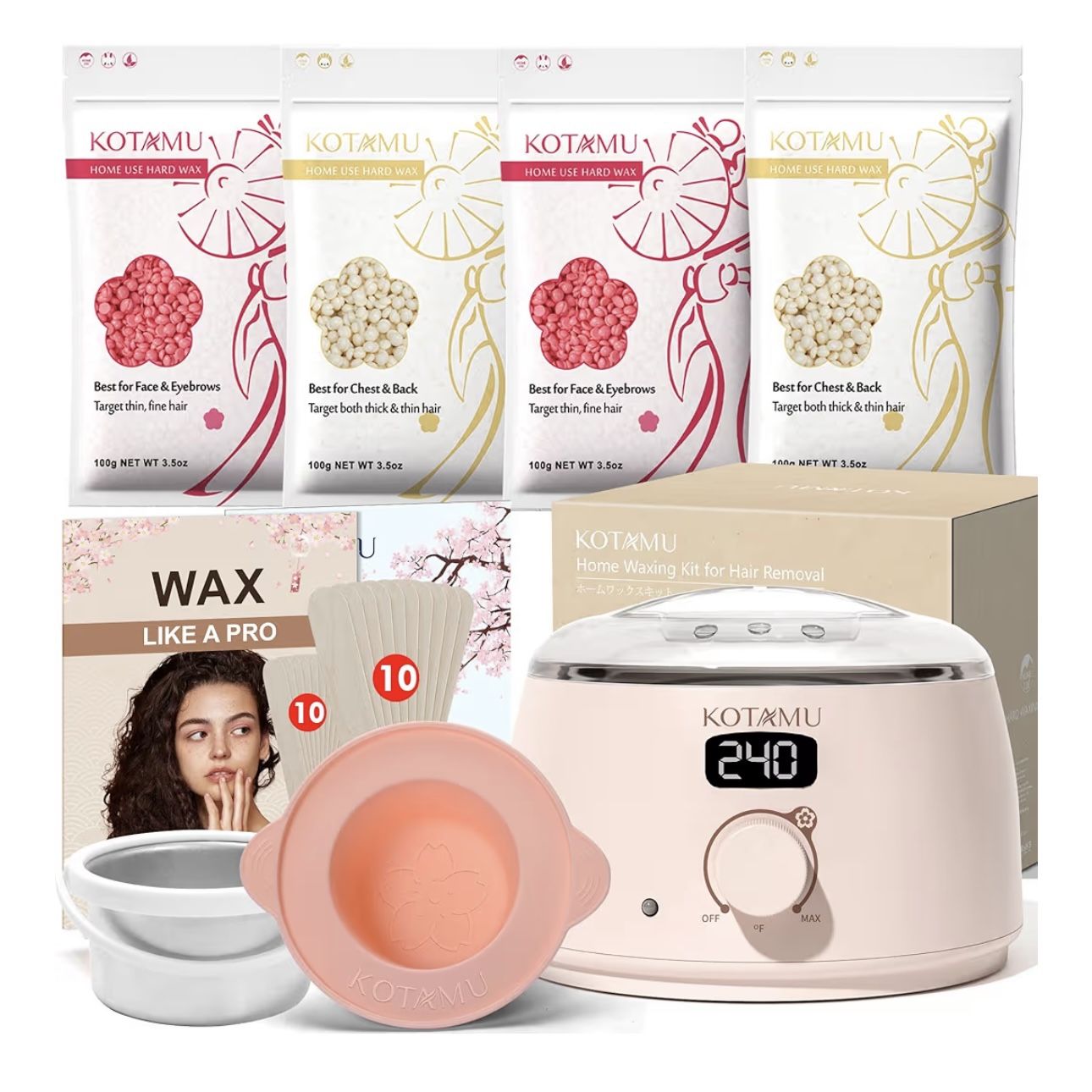 KOTAMU Wax Kit Pink Digital Hair Removal Waxing Kit