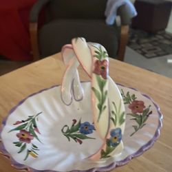 Hand Painted Ceramic Basket Twiste