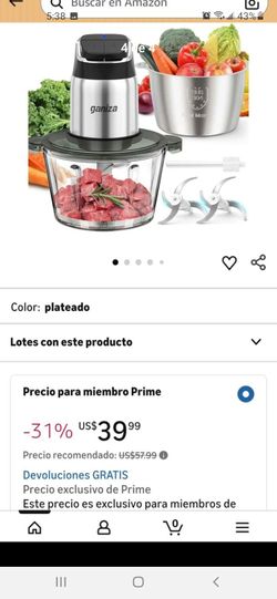 Ganisa procesador de alimentos picadora y moledora de carne de 2 velocidades con tazon de 2 tazas