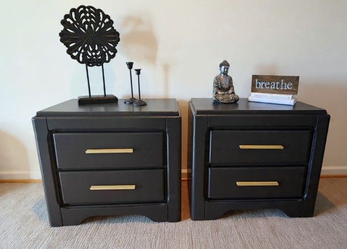 Set Of Nightstands Solid Wood. MCM Style
