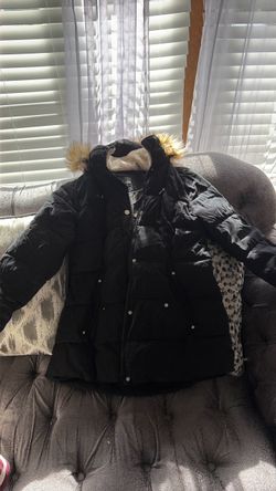Black Puffer Jacket with Faux Fur Hood