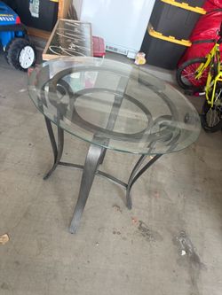 Round Glass Top Side Table with Metal Base