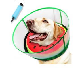 Brand: AThooDel Inflatable Dog Cone Collar with Transparent Anti-Licking Shield, Soft Adjustable Elizabethan Collar for Medium Large Dogs, 2-in-1 Desi