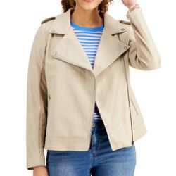 LARGE  Faux Leather Moto Jacket Unisex 