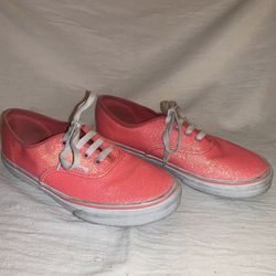 Vans Authentic Classic Neon Pink Glitter Skate Shoes Juniors Size 5