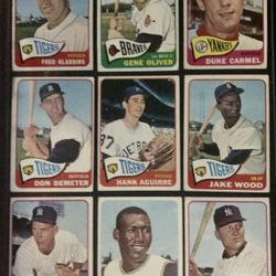 Nine Topps 1965 Cards. Six Of The Cards are High #’s