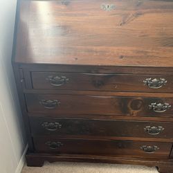 3 Pieces Of Bennington Pine Furniture. A Writing Desk, End Table And Night Stand