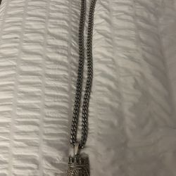 28” Sterling Steel Cuban link w/ Pendant