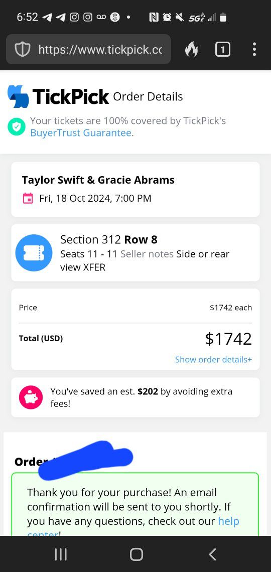 Taylor Swift Ticket 