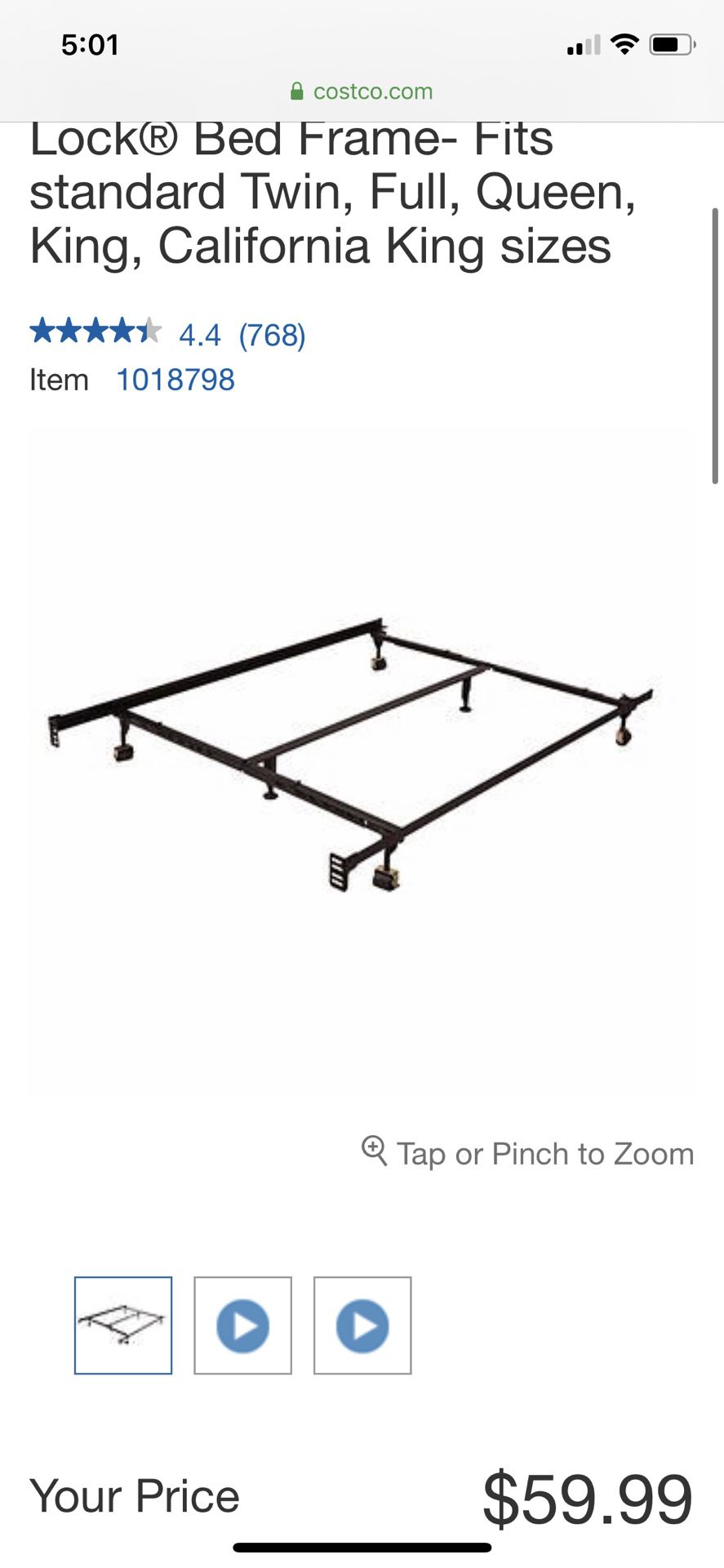 Costco metal bed frame (adjust to any size bed)