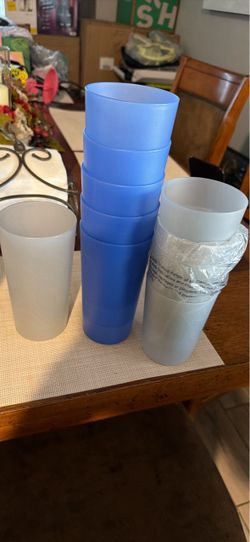 Plastic Tumblers  Blue and Grey