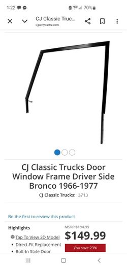 66-77 Ford Bronco Driver Upper Door Frame