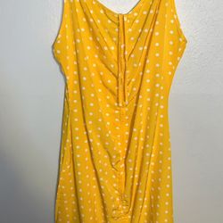 Women’s Yellow And White Poka Dot Summer Dress 