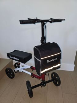 BlessReach Economy Knee Scooter Steerable Knee Walker for Foot Injuries Compact Crutch Alternative with Dual Braking System (Red)
