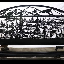 12’x6’ Brand New Black Decorative (Deer, Bear, Forest) Driveway Gate