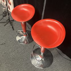 Red Bucket Seat Bar Stool Modern & Adjustable Height Swivel