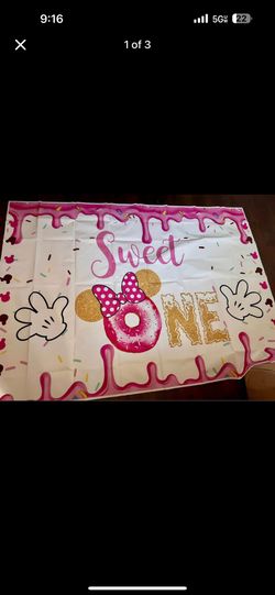 Sweet One “Birthday” Backdrop, Minnie Mouse