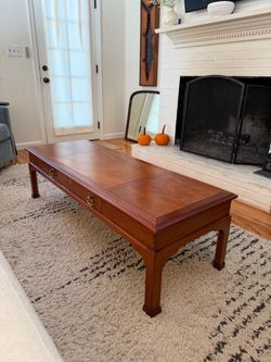 Solid Wood Coffee Table with Drawers