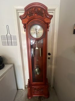 Grandfather Clock Wooden Floor Clock with Pendulum & Weights