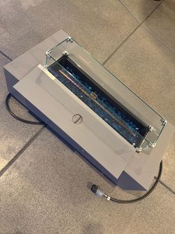 Rectangular Gas Fire Pit Insert with Glass Guard